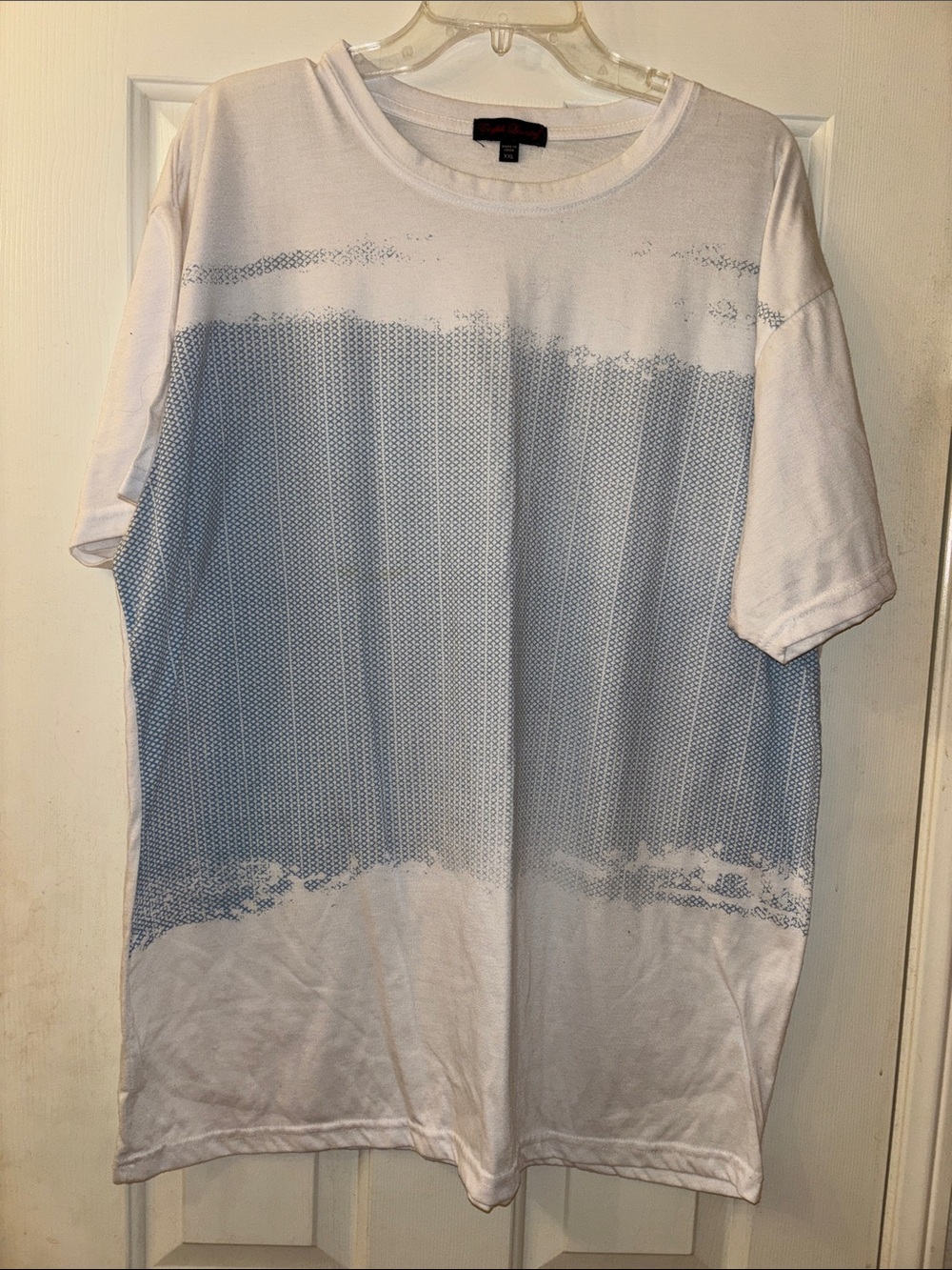 English Laundry Men's White & Light Blue Short Sleeve Graphic Tee XXL EUC